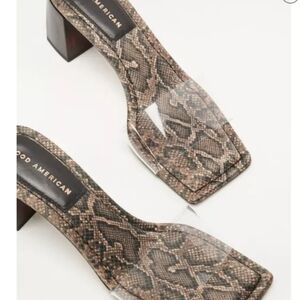 NEW Good American Women Square Toe Slide Heels Sandals shoes sz 6.5